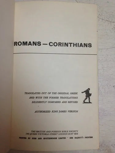 Libro usado en venta: Romans and Corinthians; editorial The British and foreign Bible Society realizamos envios a todo el mundo.1