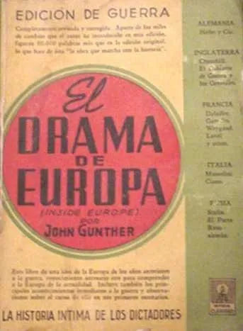 Libro usado en venta: El drama de europa de John Gunther; editorial Claridad impreso en 1943 realizamos envios a todo el mundo.1