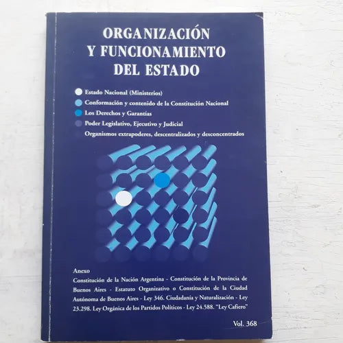 Libro usado en venta: Organizacion y funcionamiento del Estado de Maria Evangelina Trebolle; editorial Policial impreso en 2006 envios a todo el mundo.1