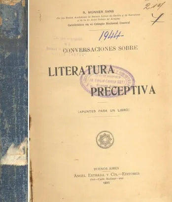 Libro usado en venta: Conversaciones sobre literatura preceptiva de R. Monner Sans; editorial Angel Estrada impreso en 191 envios a todo el mundo.1