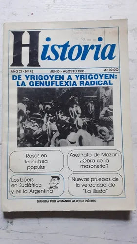 Libro usado en venta: De Yrigoyen a Yrigoyen: La genuflexia radical de Historia - Revista-Libro trimestral; impreso en 1991 envios a todo el mundo.1