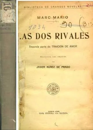 Libro usado en venta: Las dos rivales de Marc Mario; editorial Buenos Aires realizamos envios a todo el mundo.1