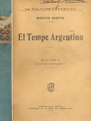 Libro usado en venta: El tempe Argentino de Marcos Sastre; editorial Vaccaro impreso en 1921 realizamos envios a todo el mundo.1
