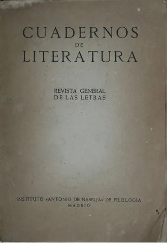 Libro usado en venta: Cuadernos de literatura de Varios; editorial Instituto Antonio de Nebrija impreso en 1947 realizamos envios a todo el mundo.1