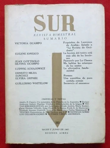 Libro usado en venta: Revista Sur N? 282 de Sur - Revista Bimestral; editorial Sur impreso en 1963 realizamos envios a todo el mundo.1