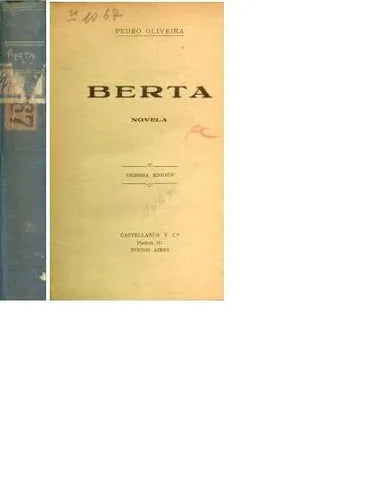 Libro usado en venta: Berta de Pedro Oliveira; editorial Castellanos realizamos envios a todo el mundo.1