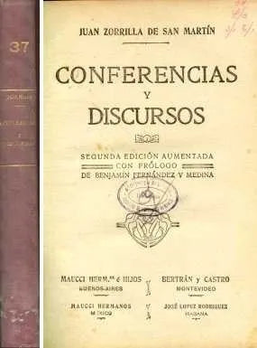 Libro usado en venta: Conferencias y discursos de Juan Zorrilla de San Martin; editorial Maucci Hermanos realizamos envios a todo el mundo.1