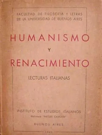 Libro usado en venta: Humanismo y renacimiento (Lecturas italianas); editorial Instituto de estudios italianos impreso en 1942 envios a todo el mundo.1