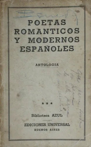 Libro usado en venta: Poetas rom?nticos y modernos espa?oles - Antolog?a de Varios; editorial Ediciones Universal impreso en 1945.1