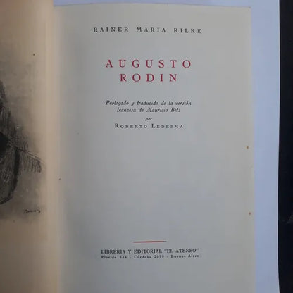 Libro usado en venta: Augusto Rodin de Rainer Maria Rilke; editorial El Ateneo impreso en 1947 realizamos envios a todo el mundo.1