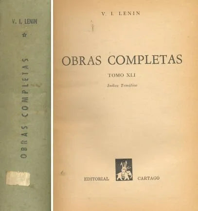 Libro usado en venta: Obras completas - Tomo XLI de Vladimir Ilich Lenin; editorial Cartago impreso en 1960 realizamos envios a todo el mundo.1