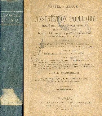 Libro usado en venta: Manuel pratique de L'instruction populaire de J. B. Chairgrasse; editorial Au Bureau de la societe de vulgarisation 1.1