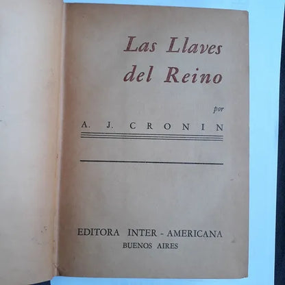 Libro usado en venta: Las llaves del reino de Archibal J. Cronin; editorial Inter-Americana realizamos envios a todo el mundo.1