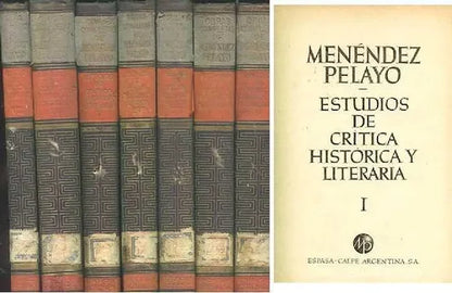 Libro usado en venta: Estudios de critica historica y literaria de Marcelino Menendez Pelayo; editorial Espasa - Calpe impreso en 1944.1