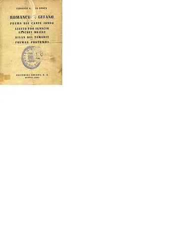 Libro usado en venta: Romancero Gitano - Poema del cante jondo - Tomo 4 de Federico Garcia Lorca; editorial Losada impreso en 1956.1