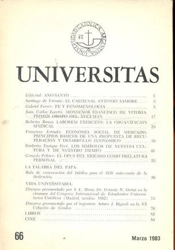 Libro usado en venta: Universitas - A?o santo; editorial Universidad Catolica Argentina impreso en 1983 realizamos envios a todo el mundo.1