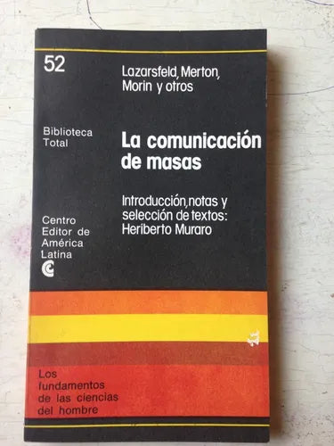 Libro usado en venta: La comunicaci?n de masas de Lazarsfeld, Merton, Morin y otros; editorial Centro Editor de America Latina impreso en 1977.1