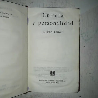 Libro usado en venta: Cultura y personalidad de Ralph Linton; editorial Fondo de Cultura Economica impreso en 1960 realizamos envios a todo el mundo.1