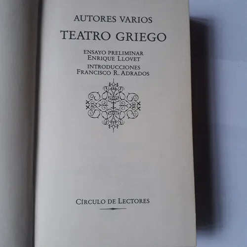 Libro usado en venta: Teatro Griego; editorial Circulo de Lectores impreso en 1982 realizamos envios a todo el mundo.1