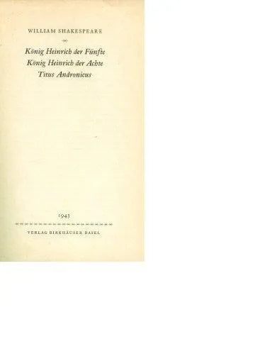 Libro usado en venta: Obras en aleman de William Shakespeare; editorial Verlag Birkhäuser Basel impreso en 1943 realizamos envios a todo el mundo.1