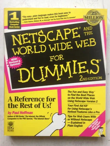 Libro usado en venta: Netscape world wide web for Dummies de Paul Hoffman; editorial IDG Books impreso en 1996 realizamos envios a todo el mundo.1