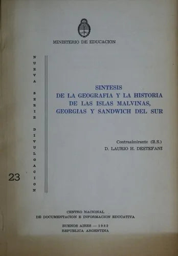 Libro usado en venta: S?ntesis de la geograf?a y la historia de las Islas Malvinas, Georgias y Sandwich del Sur de Destefani; Ministerio de educación.1