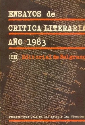 Libro usado en venta: Ensayos de critica literaria; editorial De Belgrano impreso en 1983 realizamos envios a todo el mundo.1