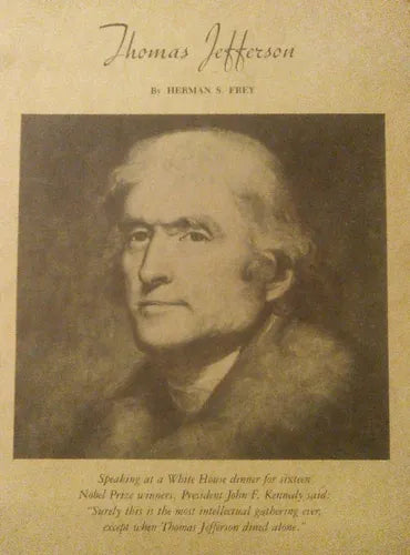 Libro usado en venta: Thomas Jefferson de Herman S. Frey; editorial Frey Enterprises impreso en 1984 realizamos envios a todo el mundo.1