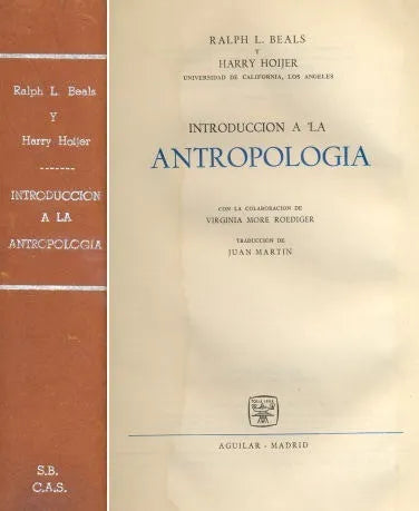 Libro usado en venta: Introduccion a la antropologia de Ralph L. Beals - Harry Hoijer; editorial Aguilar impreso en 1953 envios a todo el mundo.1