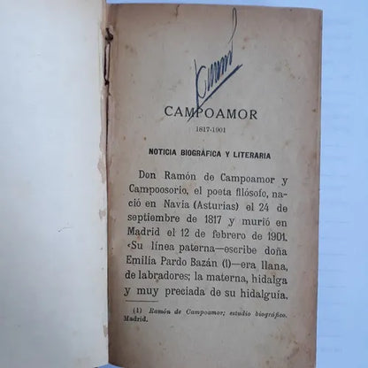 Libro usado en venta: Obras poeticas de Ramon de Campoamor; realizamos envios a todo el mundo.1