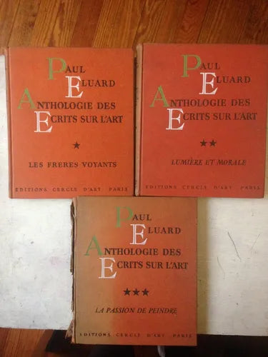 Libro usado en venta: Anthologie des ecrits sur l'art (3 Tomos) de Paul Eluard; editorial Cercle d'art impreso en 1952 envios a todo el mundo.1