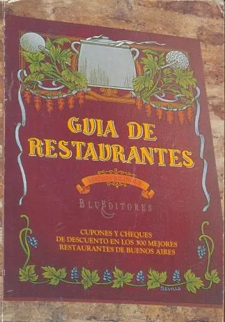 Libro usado en venta: Guia de Restaurantes; editorial Blu impreso en 1994 realizamos envios a todo el mundo.1
