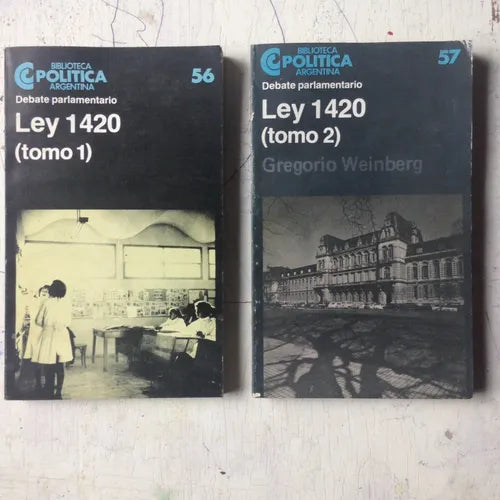 Libro usado en venta: Ley 1420 (2 Tomos) de Gregorio Weinberg; editorial Centro Editor de America Latina impreso en 1984 envios a todo el mundo.1