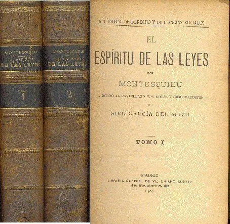 Libro usado en venta: El espiritu de las leyes de Montesquieu; editorial General del Victoriano Suarez impreso en 1906 envios a todo el mundo.1