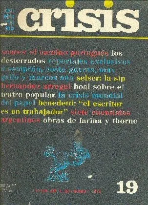 Libro usado en venta: Revista crisis n? 19; editorial Crisis impreso en 1974 realizamos envios a todo el mundo.1