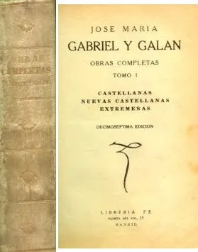 Libro usado en venta: Obras completas - Tomo 1 de Jose Maria Gabriel y Galan; editorial Libreria fe realizamos envios a todo el mundo.1