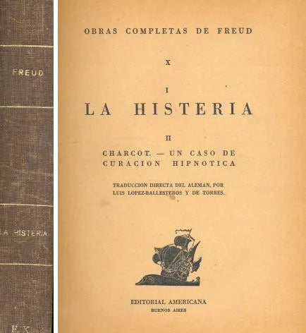 Libro usado en venta: La histeria de Sigmund Freud; editorial Americana impreso en 1943 realizamos envios a todo el mundo.1