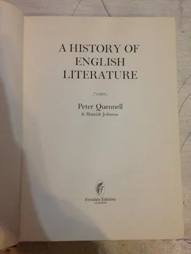 Libro usado en venta: A history of english literature de P. Quennell - Hamish Johnson; editorial Ferndale Editions impreso en 1973.1
