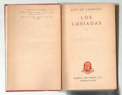 Libro usado en venta: Los lusiadas de Luis Vaz de Camoens; editorial Emece impreso en 1946 realizamos envios a todo el mundo.1