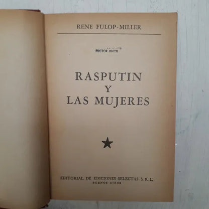 Libro usado en venta: Rasputin y las mujeres (Tapa roja) de Rene Fulop - Miller; editorial Selectas impreso en 1962 realizamos envios a todo el mundo.1