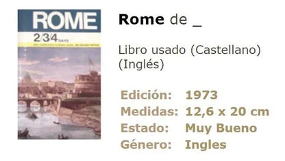Libro usado en venta: Rome; editorial Art Publishers Rome impreso en 1973 realizamos envios a todo el mundo.1