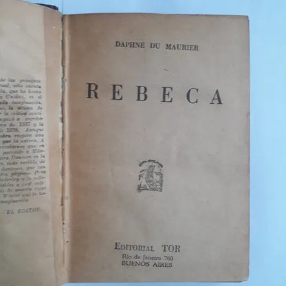 Libro usado en venta: Rebeca de Daphne Du Maurier; editorial Tor impreso en 1940 realizamos envios a todo el mundo.1