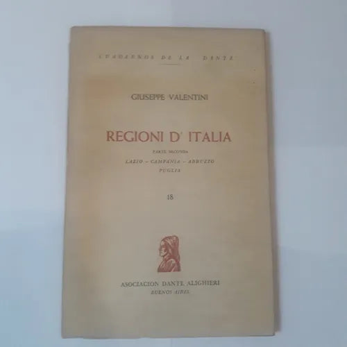 Libro usado en venta: Regioni D' Italia - Parte Seconda de Giuseppe Valentini; editorial Asociacion Dante Alighieri impreso en 1962.1