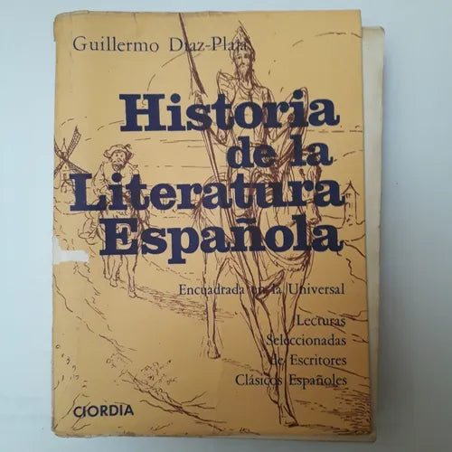 Libro usado en venta: Historia de la Literatura Espa?ola de Guillermo Diaz Plaja; editorial Ciordia impreso en 1971 realizamos envios a todo el mundo.1