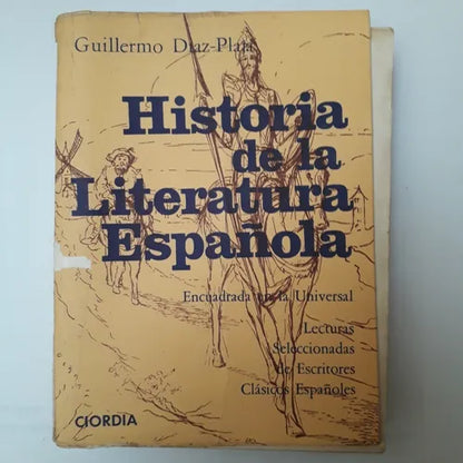 Libro usado en venta: Historia de la Literatura Espa?ola de Guillermo Diaz Plaja; editorial Ciordia impreso en 1971 realizamos envios a todo el mundo.1