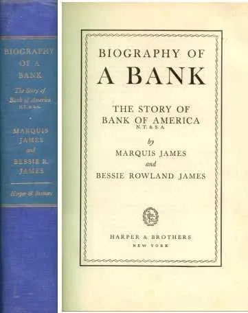 Libro usado en venta: Biography of a bank de Marquis James - Bessie Rowland James; editorial HarperCollins impreso en 1954 envios a todo el mundo.1