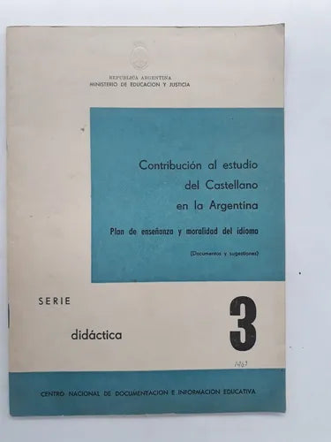 Libro usado en venta: Contribucion al estudio del Castellano en la Argentina; impreso en 1963 realizamos envios a todo el mundo.1