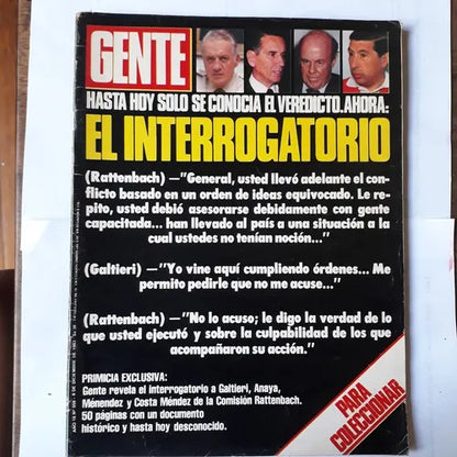 Libro usado en venta: Hasta hoy solo se conocia el veredicto - El interrogatorio de Revista Gente N° 959; editorial Atlantida impreso en 1983.1