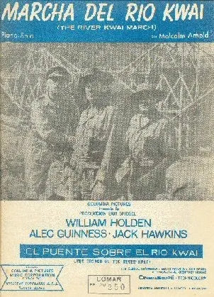 Libro usado en venta: Marcha del Rio Kwai de Malcolm Arnold; editorial Columbia Pictures impreso en 1957 realizamos envios a todo el mundo.1