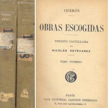 Libro usado en venta: Obras escogidas de Marco Tulio Ciceron; editorial Garnier Hermanos realizamos envios a todo el mundo.1